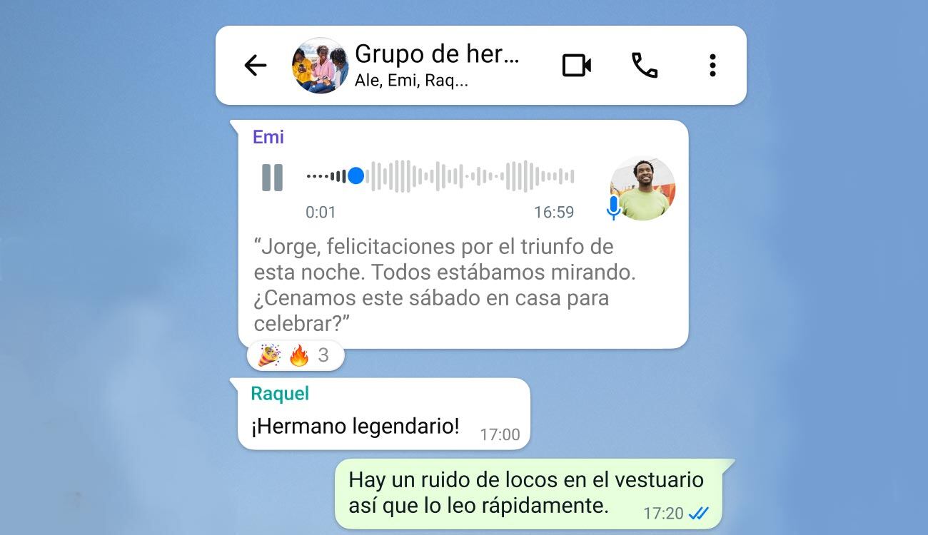 Nuevas transcripciones de mensajes de voz de WhatsApp