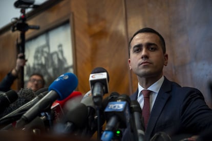 El vicepresidente del Gobierno italiano y líder del Movimiento 5 Estrellas (M5S), Luigi Di Maio, tras los resultados de las elecciones europeas de 2019.