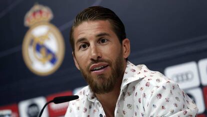 Sergio Ramos, en una rueda de prensa el 30 de mayo.