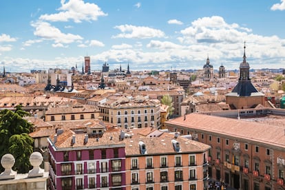 Panorámica de los edificios y azoteas del centro de Madrid.