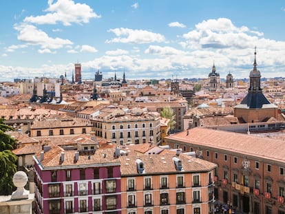 Panorámica de los edificios y azoteas del centro de Madrid.