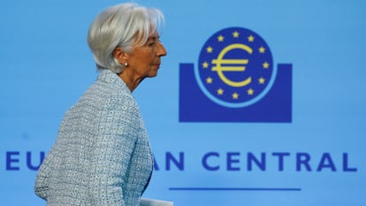 La presidenta del BCE, Christine Lagarde, durante la rueda de prensa celebrada en Fráncfort el pasado 6 de junio.