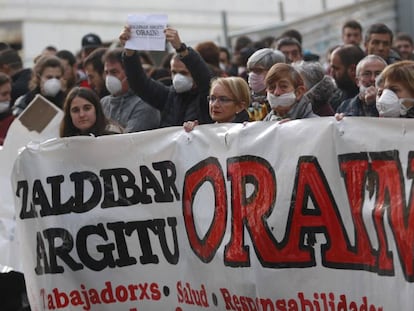 Concentración en Eibar, en febrero, por la situación del vertedero de Zaldibar.