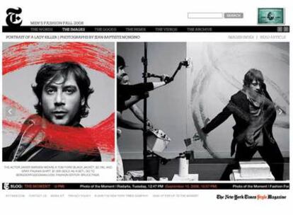 La sesión de fotos de Javier Bardem para el suplemento de moda de <i>The New York Times</i>, tal y como aparece en la <i>web</i> del diario norteamericano.