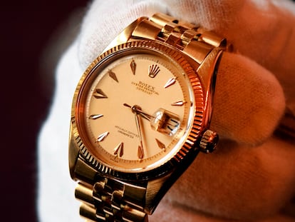 An 18-carat gold Rolex watch that belonged to Konrad Adenauer, which sold at auction in 2011 in Geneva for €142,000.