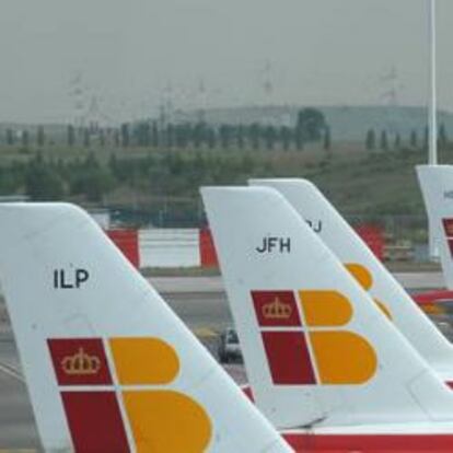 Aviones de Iberia en el aeropuerto de Barajas