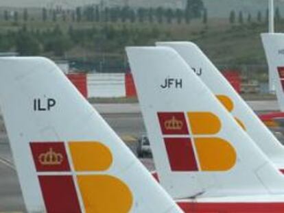 Aviones de Iberia en el aeropuerto de Barajas