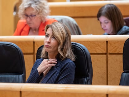 La ministra de Transportes Raquel Sánchez, en un pleno del Senado el pasado mes de mayo.