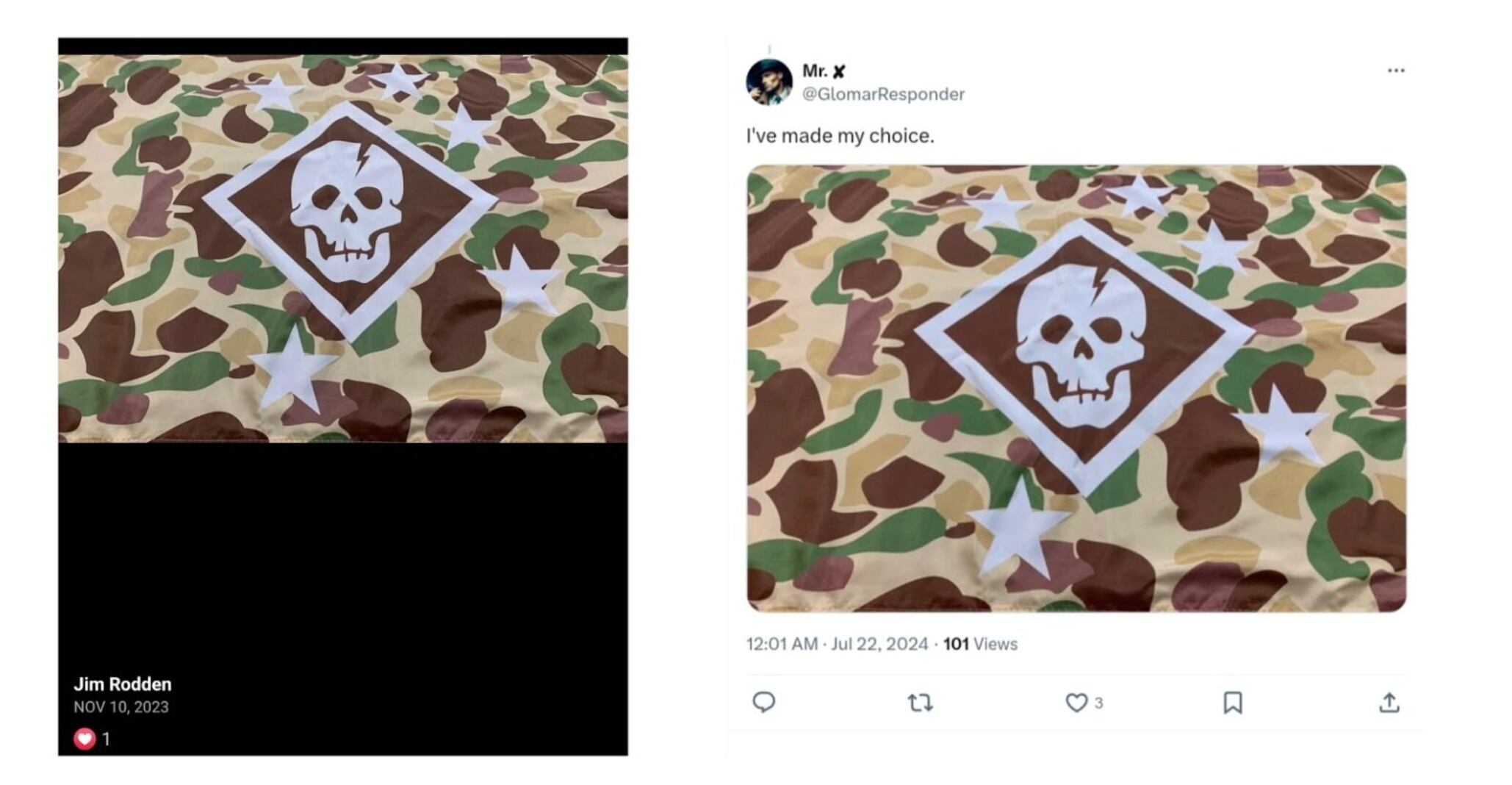 Captura de pantalla de la bandera de camuflaje