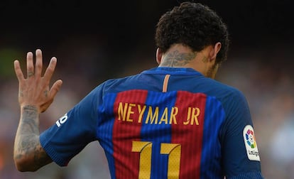 Neymar, amb la samarreta del Barça en un partit de Lliga.