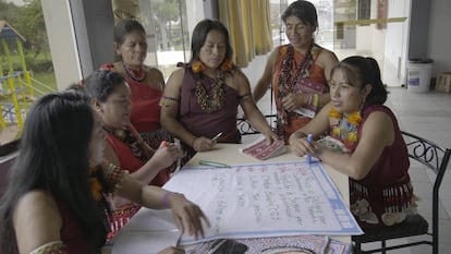 Mujeres indígenas en jornadas de formación.