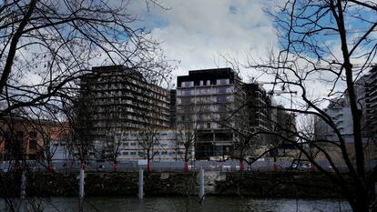 The Olympic athletes' village construction site is pictured In Saint Denis, outside Paris