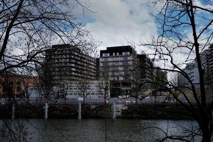 The Olympic athletes' village construction site is pictured In Saint Denis, outside Paris