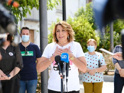 La expresidenta de la Junta y secretaria general del PSOE andaluz, Susana Díaz, el 24 de mayo  en Guarroman (Jaén).