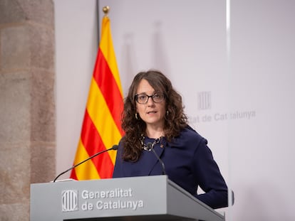 La consejera de Igualdad de la Generalitat, Tània Verge, en la rueda de prensa posterior al Consell Executiu.