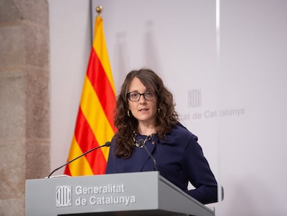 La consejera de Igualdad y Feminismo de la Generalitat, Tània Verge, en una rueda de prensa.