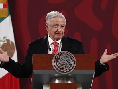 El presidente de México, Andrés Manuel López Obrador, este miércoles, en el Palacio Nacional.