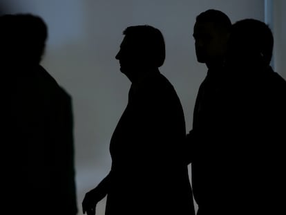 O presidente Jair Bolsonaro após uma cerimônia no Palácio do Planalto em fevereiro de 2020.