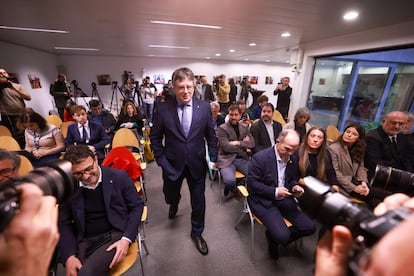 Carles Puigdemont, a su llegada a una rueda de prensa en Bruselas. 