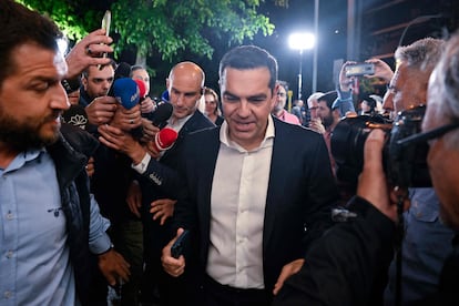 Alexis Tsipras, el candidato de Syriza, llega a la sede de su partido en Atenas.