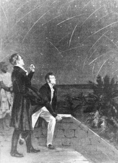Humboldt y Bonpland, ante una lluvia de meteoros en Sudamérica en 1799.
