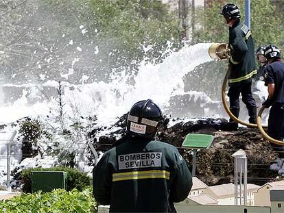 Incendio de la maqueta de Granada, en La Cartuja de Sevilla
