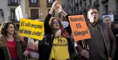 A pro-immigrant march in Madrid in late February.