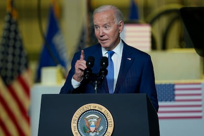 El presidente de EE UU, Joe Biden, durante una visita ayer a Wisconsin.