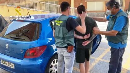 Imagen del sicario tras ser detenido en una pedanía de Murcia.