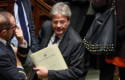 El primer ministro Paolo Gentiloni en la c&aacute;mara de Diputados, este martes.