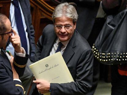 El primer ministro Paolo Gentiloni en la c&aacute;mara de Diputados, este martes.