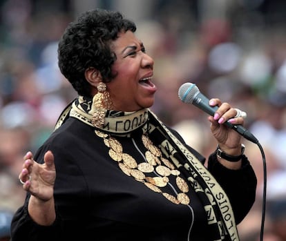 Aretha Franklin, durante uma apresentação em Detroit em 2011.