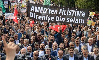 Protestas en solidaridad con Palestina en Diyarbakir, Turquía. 