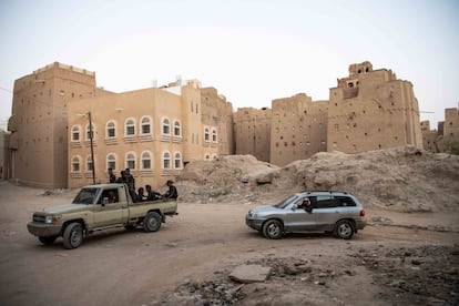 Yemeni army soldiers in the village of Habban, which used to be a tourist destination before the war. 