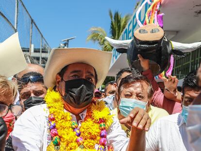 Félix Salgado Macedonio participa en un acto de campaña, el 24 de marzo de 2021.