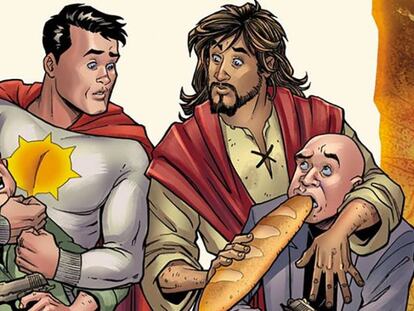 Portada del primer número del cómic 'Second Coming', donde se ve a Jesucristo, a la izquierda.