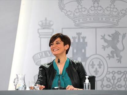 La ministra Portavoz, Isabel Rodríguez, durante su comparecencia tras la reunión del Consejo de Ministros, el martes en Madrid.