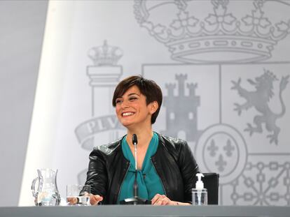 La ministra Portavoz, Isabel Rodríguez, durante su comparecencia tras la reunión del Consejo de Ministros, el martes en Madrid.