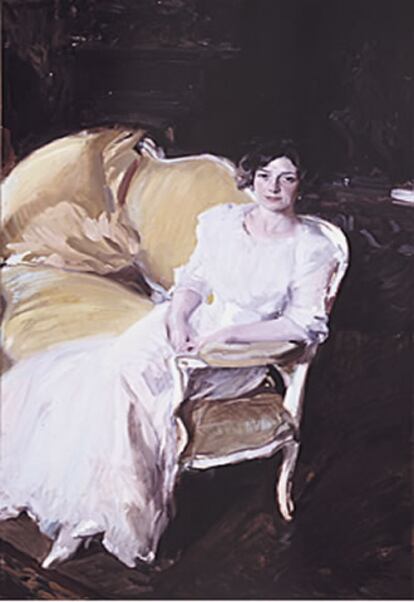 Óleo de Sorolla "Clotilde sentada en un sofá", 1910 (Museo Sorolla de Madrid).