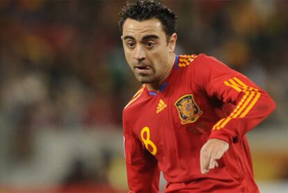 Xavi, durante el partido contra Portugal.