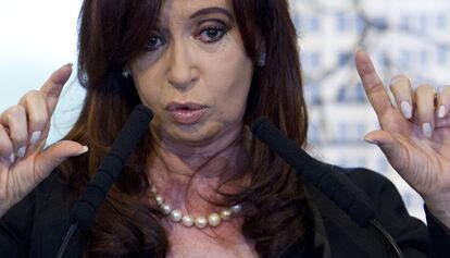 Cristina Fernández de Kirchner durante el anuncio del proyecto de ley.