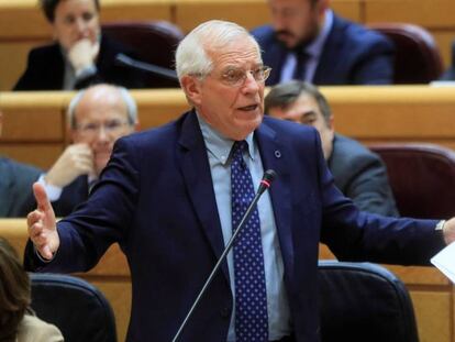 Josep Borrell, en una imagen tomada en el Senado, este febrero.