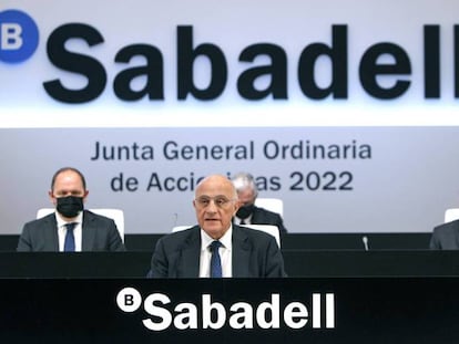 El Presidente del Banco de Sabadell, Josep Oliu, en la pasada junta de accionistas de marzo