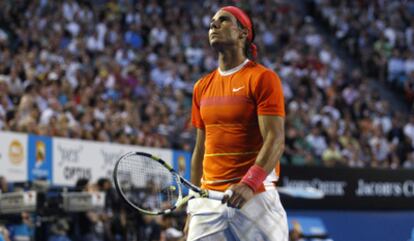 Nadal, en la pista de Melbourne