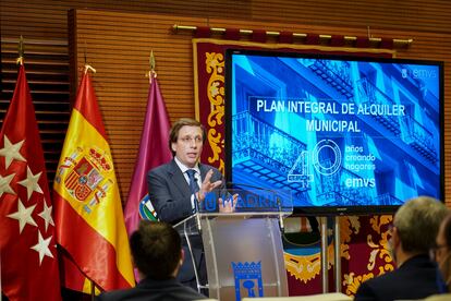 Almeida durante la presentación del nuevo plan municipal de alquiler de viviendas el pasado 1 de febrero