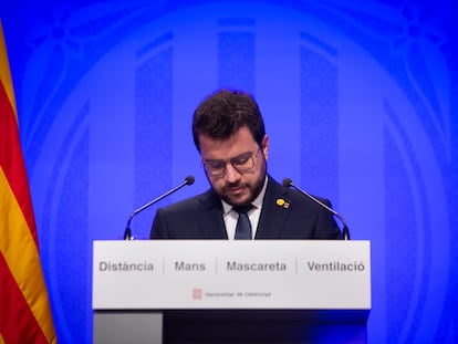 El presidente catalán, Pere Aragonès, en una rueda de prensa el pasado 1 de junio.