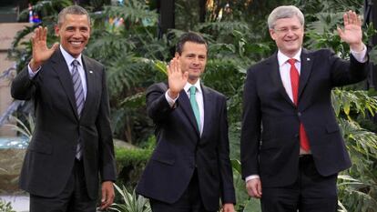 Obama, Peña Nieto e Harper, em Toluca.