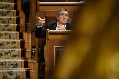 El portavoz del PSOE en el Congreso, Patxi López, este martes en el Congreso de los Diputados.