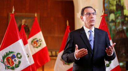 El presidente peruano, Martín Vizcarra, se dirige a la nación a principios de abril. 