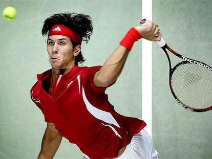 Verdasco, ayer en su partido contra el suizo Bohli.